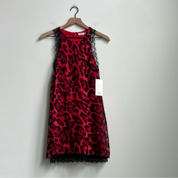 TOBI Cherished Moments Leopard Print Shift Mini Dress Y2K 90s Dark Romantic XS - Picture 4 of 12